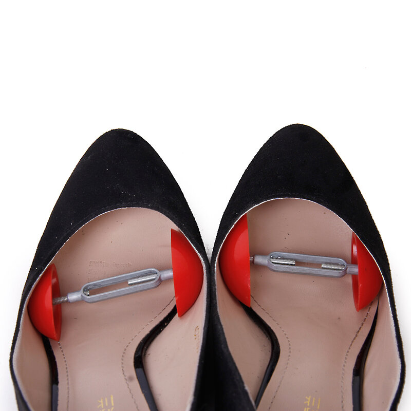 1 par de mini sapato árvore maca shaper extensores de largura ajustável para homens das mulheres sapatos expansor suporte pacote vermelho de 2