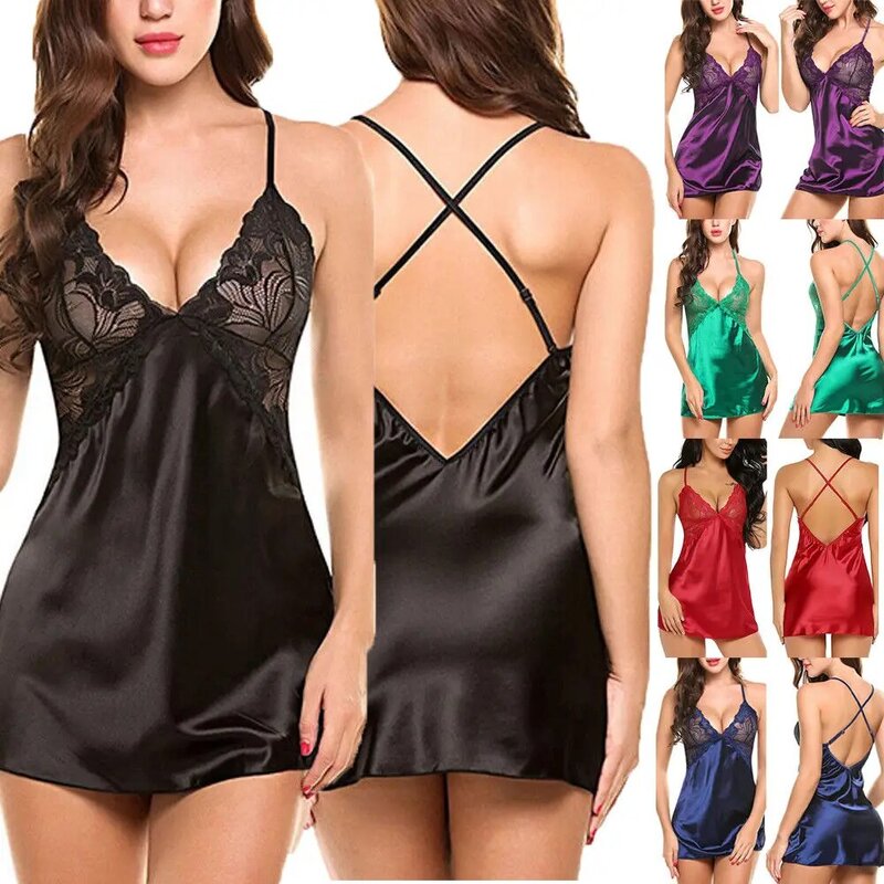 Sexy Ladies Lingerie Pijamas Lace Floral Mulheres Babydoll Robe Roupa Interior Night Dress Lingerie Sexy Quente Erótico
