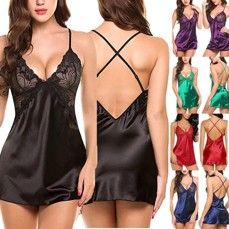 Sexy Ladies Lingerie Sleepwear Lace Floral Women Babydoll Robe Underwear Night Dress Lingerie Sexy Hot Erotic