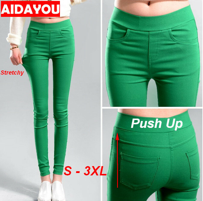 High Elastic Pants Womens  Pencil Push Up Butt Lifting Straight Comfort Korean Style XL Good Stretchy Trouses ouc407