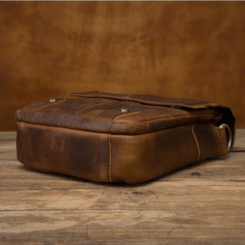 Качественная кожаная мужская повседневная дизайнерская сумка-мессенджер через плечо из воловьей кожи, модная сумка через плечо для планшета 8 дюймов, тоут, рюкзак, ранец 152