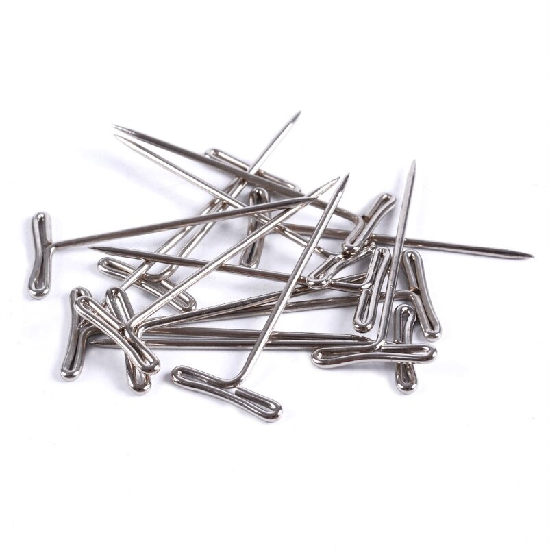 100Pcs T-PINS (40mm) For Wig On Foam Head Style T Pin Needle Brazilian Indian Mannequin Head Type Sewing Hair Salon