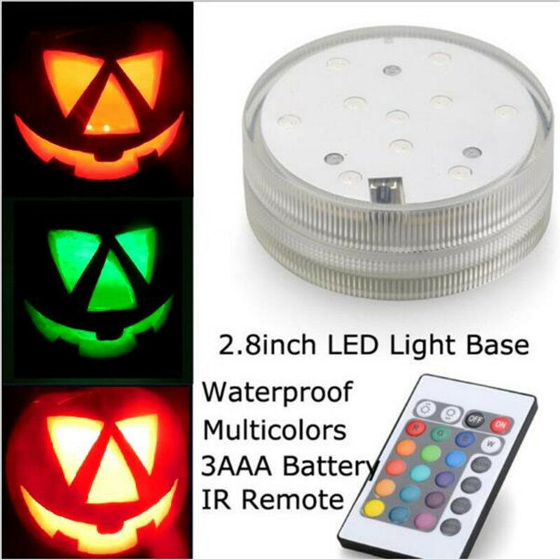 Battery Operated Waterproof Submersible Pumpking LED Light Base With Remote for Wedding Christmas Xmas Halloween Decoration