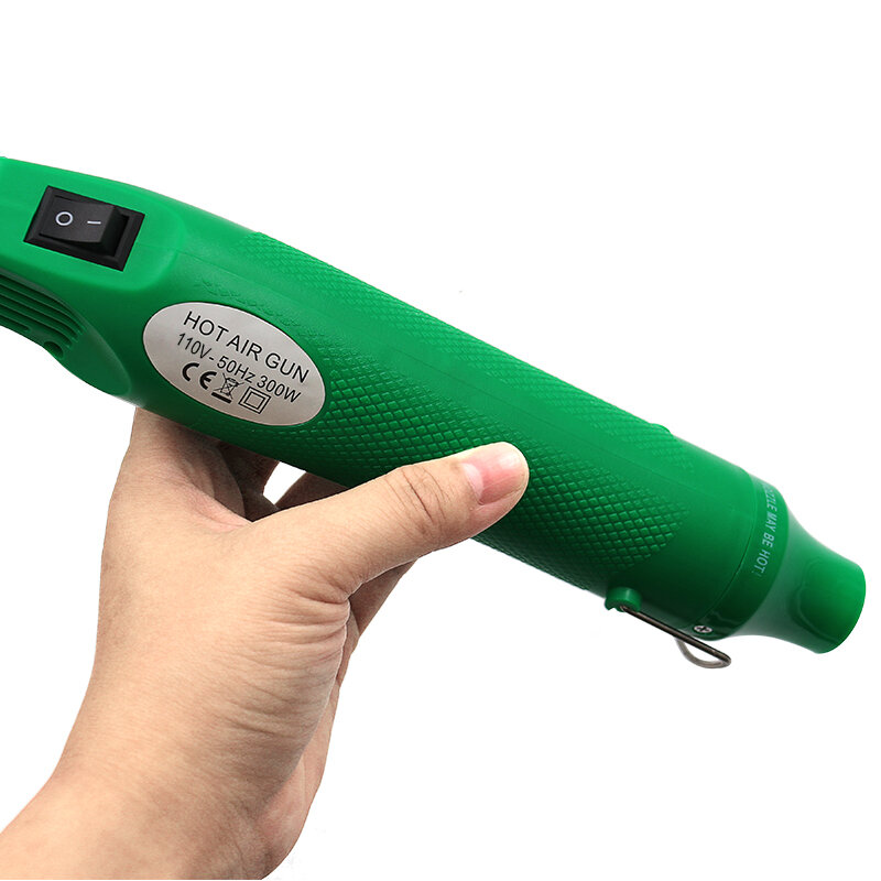 Pistola eléctrica de aire caliente para uso doméstico, herramienta manual de temperatura de 110 W con soporte de asiento retráctil de plástico, herramienta eléctrica de EE. UU., 300 V