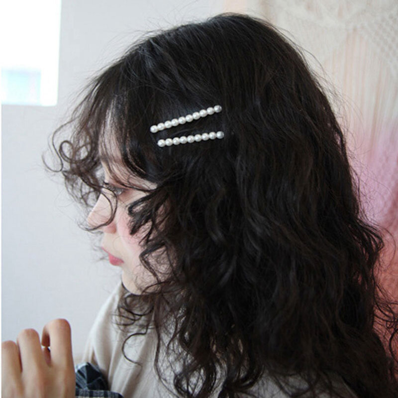 Pasadores de horquilla para el cabello con Clip minimalista de perla dulce de imitación a la moda, accesorios para el cabello para mujeres y niñas, adornos para el pelo