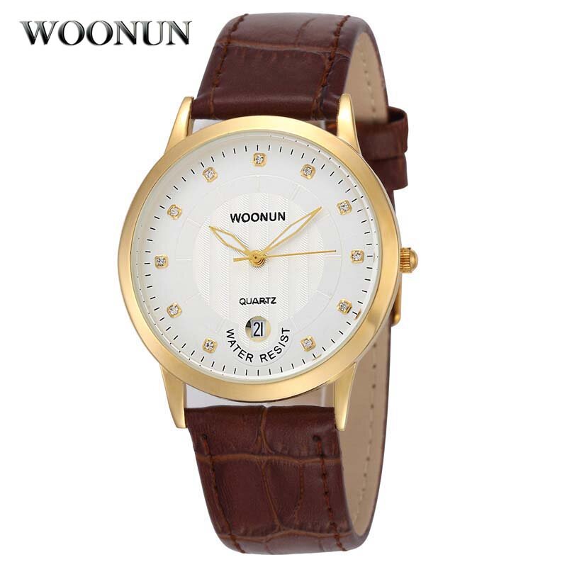 Marca de topo relógios de luxo diamante relógios de couro dos homens cinta data quartzo relógios de pulso relogio masculino horloge heren 2022