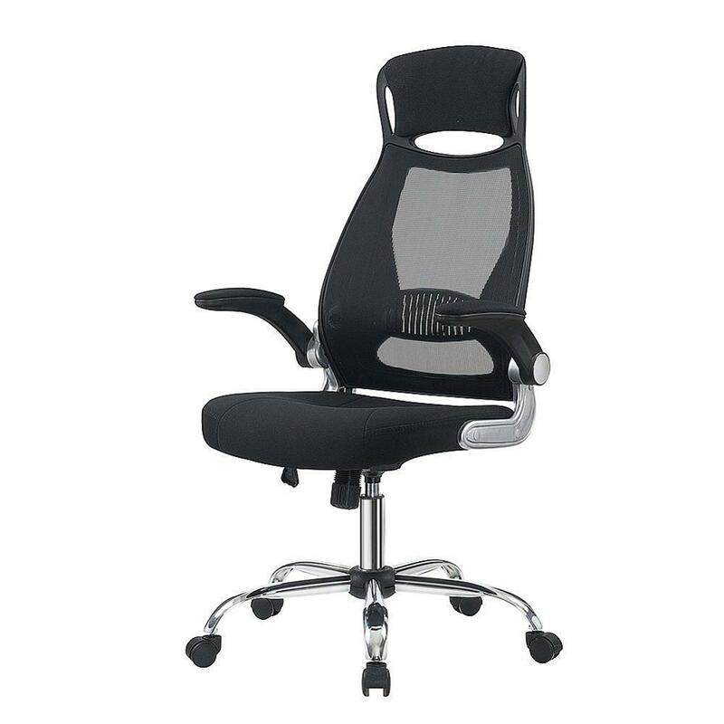 Krzesło biurowe czarne obrotowe siatkowe ergonomiczne krzesło z wysokim oparciem ze składanym podłokietnikiem zagłówek z regulacją wysokości A35