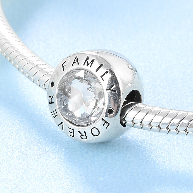 Nueva tendencia de moda 925 Plata de Ley claro CZ familia para siempre cuentas finas se ajustan a Pandora Original encanto pulsera fabricación de joyería