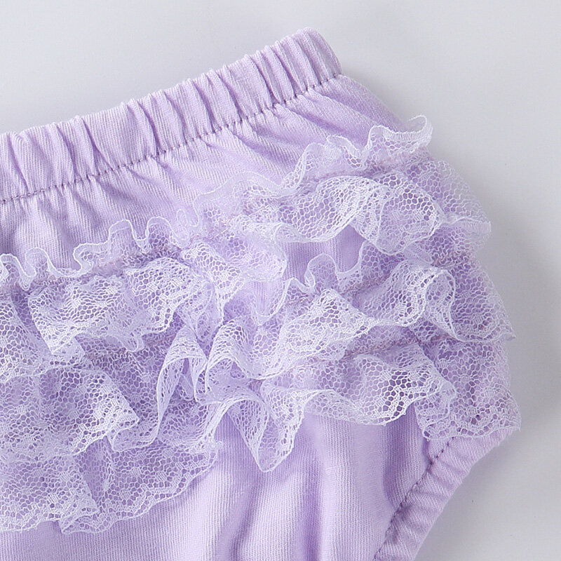 Baby Girl's Cotton Ruffle Lace Shorts Infant Diaper Cover Bloomers Solid White Underwear Briefs Pink Panties Frill Knickers3-6