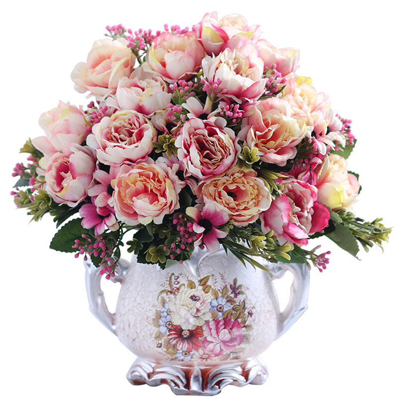 30 センチメートル高品質牡丹の花シルク人工花束 Babybreaths アクセサリー DIY 小さな偽のデイジーの花の結婚式ホームデコレーション