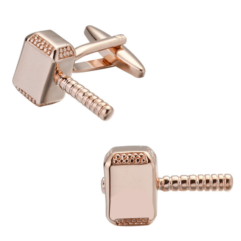 Abotoaduras em ouro rosado martelo espiral mjolnir joias masculinas abotoaduras de camisa francesa