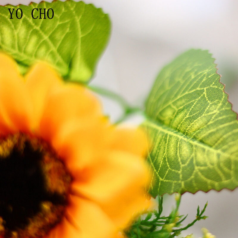 Yo Cho Pernikahan Pengiring Pengantin Bunga Buatan Sutra Bunga Matahari Baby 'S Breath Bouquet DIY Rumah Pesta Prom Perlengkapan