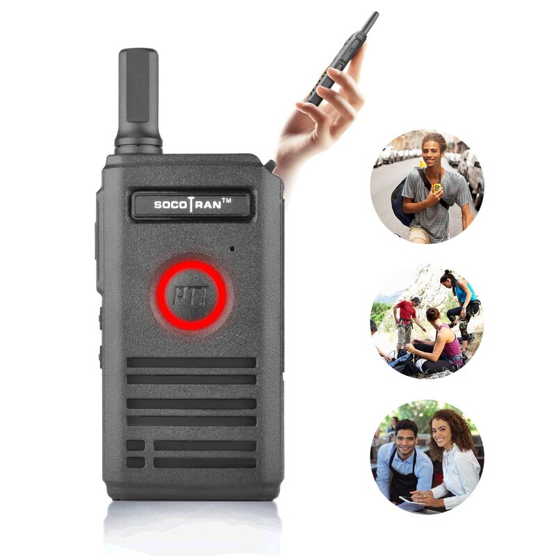 SOCOTRAN-mini walkie-talkie SC-600 UHF, Radio Amateur de 400-470MHz, radio bidireccional ultrafina, luz de respiración doble PTT