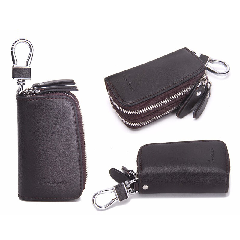 CONTACT'S классическая многофункциональная сумка из натуральной кожи для хранения ключей  двойным замочком дизайн Автомобильный ключ держатель 2019