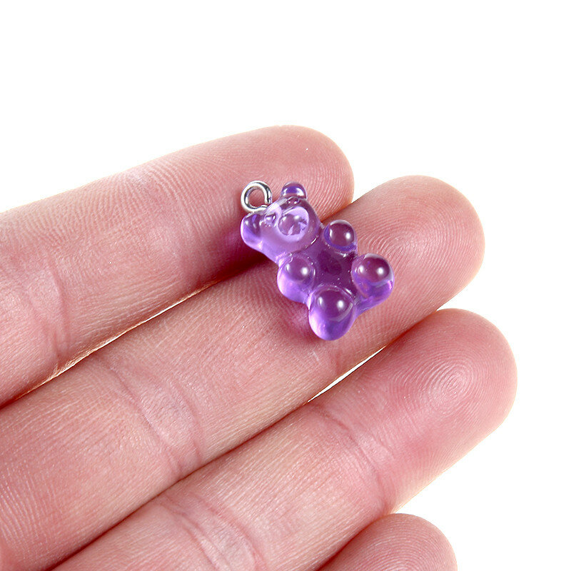 10pcs Fashion Cute Resin Gummy Bear Pendant Charms For Woman Girls Cartoon Jewelry Findings DIY Wholesale 11*17mm