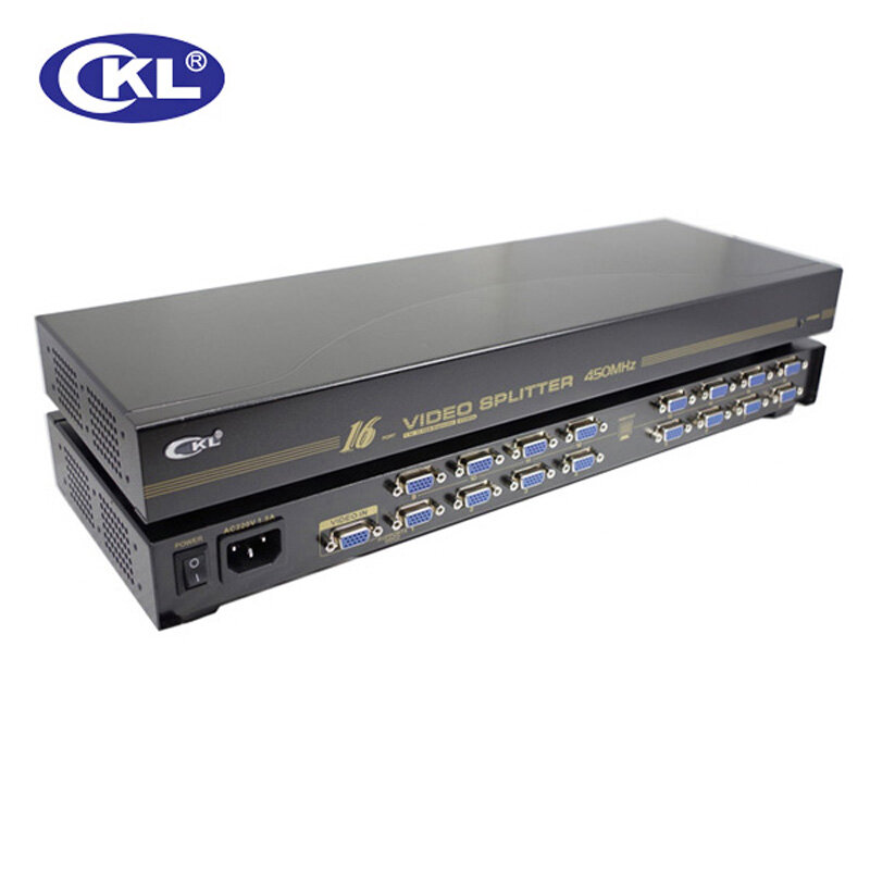 CKL-916B Kualitas Tinggi 16 port VGA Splitter 1 ke 16 VGA Distribusi untuk Proyektor, Layar, dukungan TV 450 MHz 2048*1536