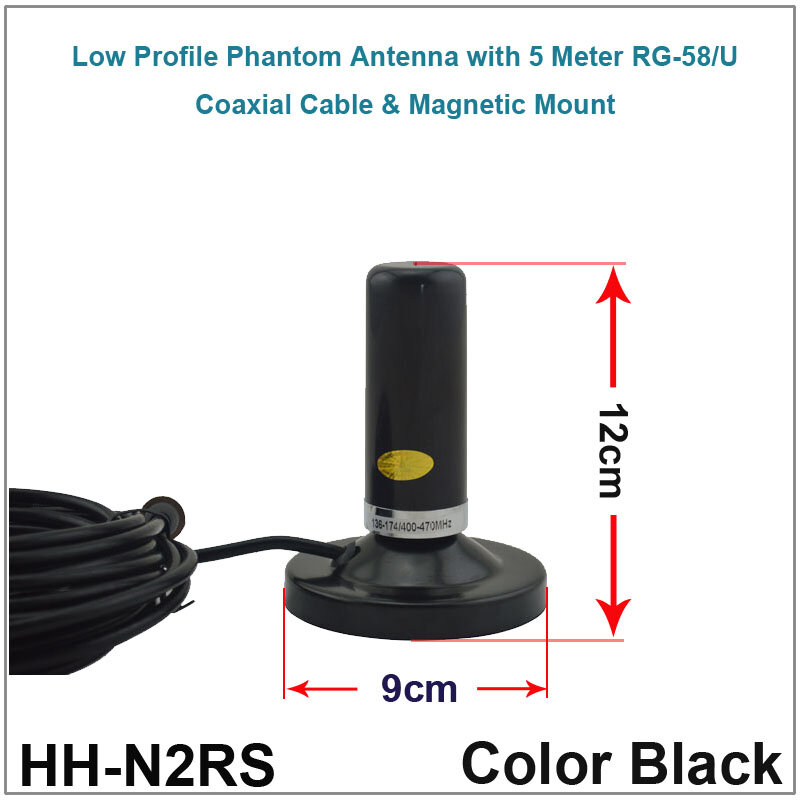 Low profile phantom antena dual band vhf uhf ponsel/kendaraan radio antena dengan magnet mount & 5 m coaxial kabel untuk kenwood