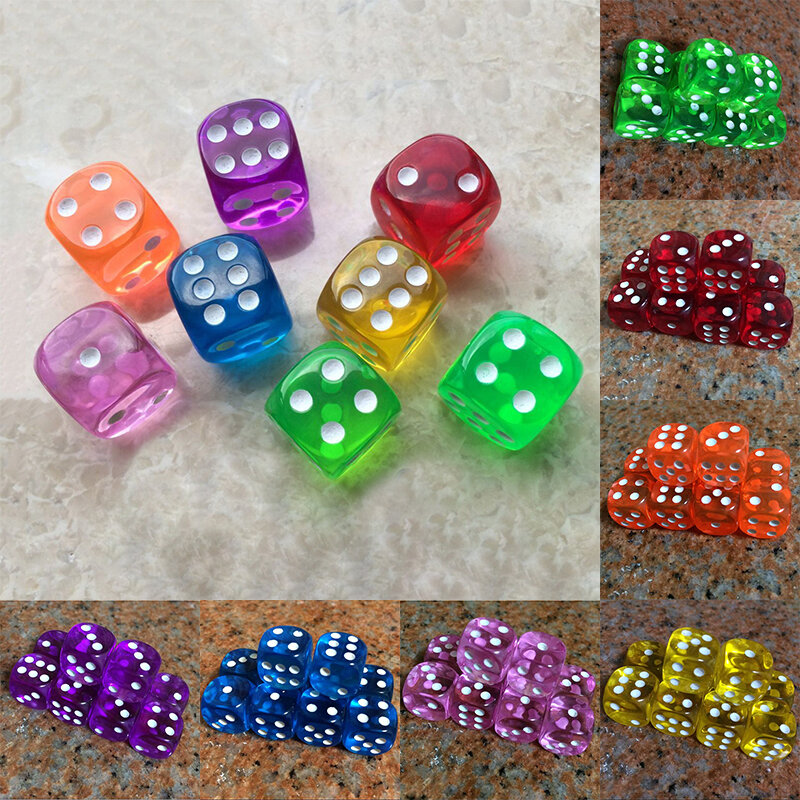 1Pc 16mm Clear Drinking Dice Acrylic Transparent Round Corner Dice Portable Table Playing Games