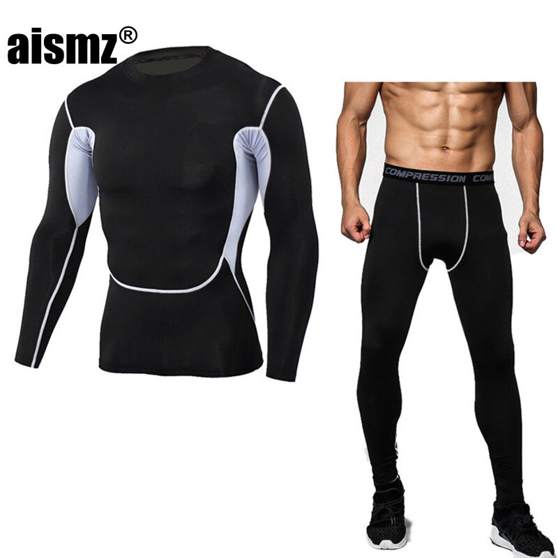 Комплект нижнего белья Aismz мужской, быстросохнущее антимикробное эластичное термобелье, теплые кальсоны для фитнеса, зимнее термобелье