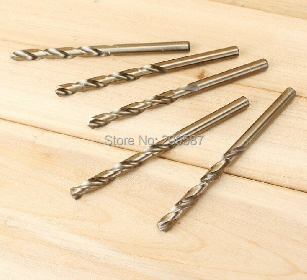5pcs 2.5mm 0.098" HSS-Co M35 Straight Shank Twist Drill Bits For Stainless Steel