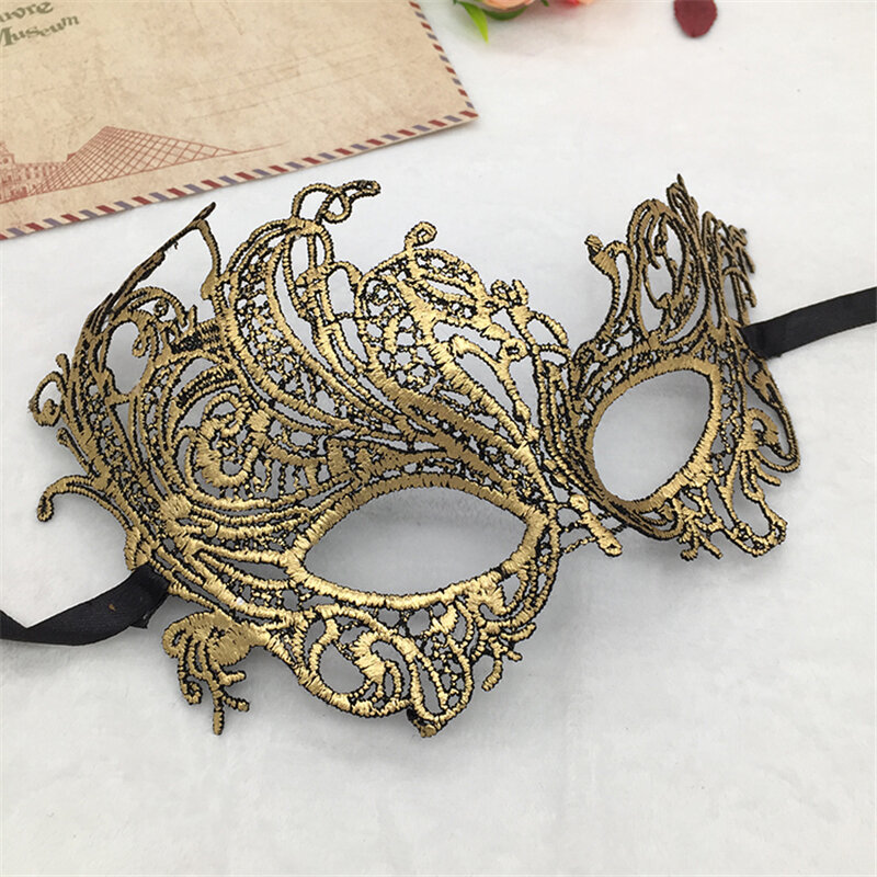 Máscara de ojo de oro para fiesta máscara de Carnaval veneciana máscara de mascarada de Mardi Gras máscaras de encaje Bola de Halloween vestido Sexy disfraz de máscara