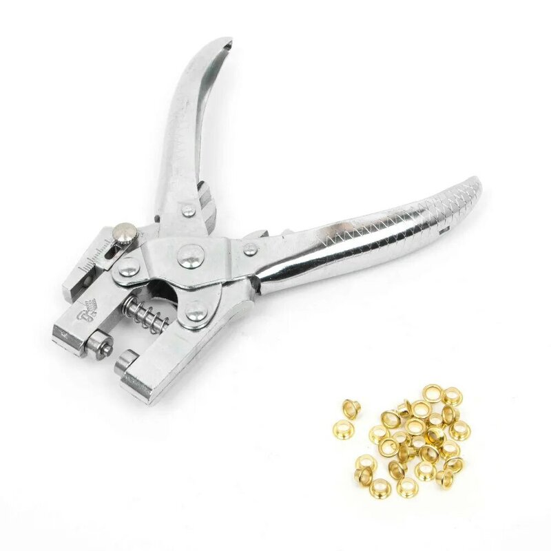 Rivets Eyelet Hole Punch Hand Pliers Belt Holes Punched Punching Plier Hole Pliers Tool with 100pcs Easy Press Eyelets Grommets