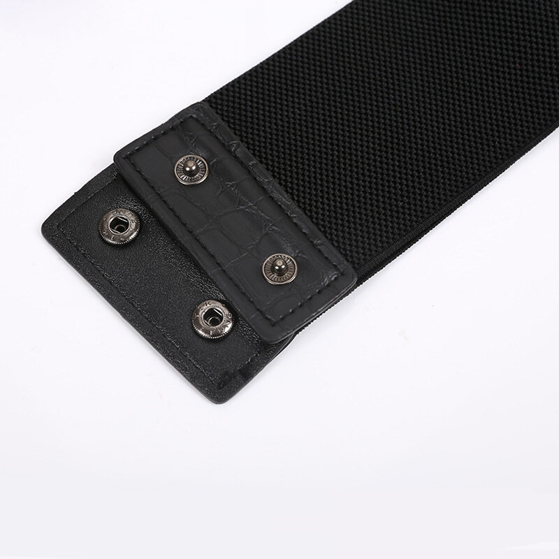 Cinturón de piel sintética con remaches Punk para mujer, faja modeladora de cuerpo delgada y elástica, cinturón de cintura retro, color negro