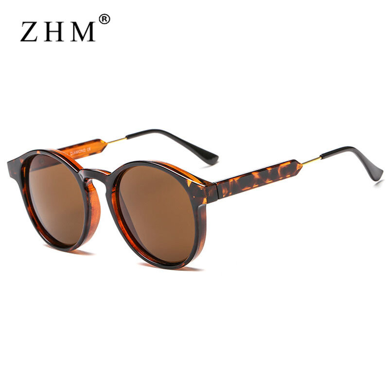نظارات شمسية مستديرة شفافة عتيقة للرجال والنساء ، نظارات شمسية للإناث ، UV400 ، تصميم العلامة التجارية