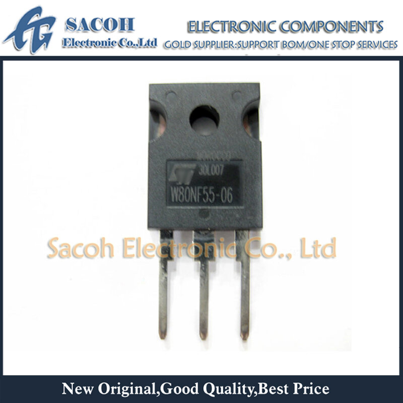 New Original 10PCS/Lot STW80NF55-06 W80NF55-06 OR W80NF55-08 OR W80NF10 OR W80NF12 TO-247 80A 55V N-Ch MOSFET Transistor