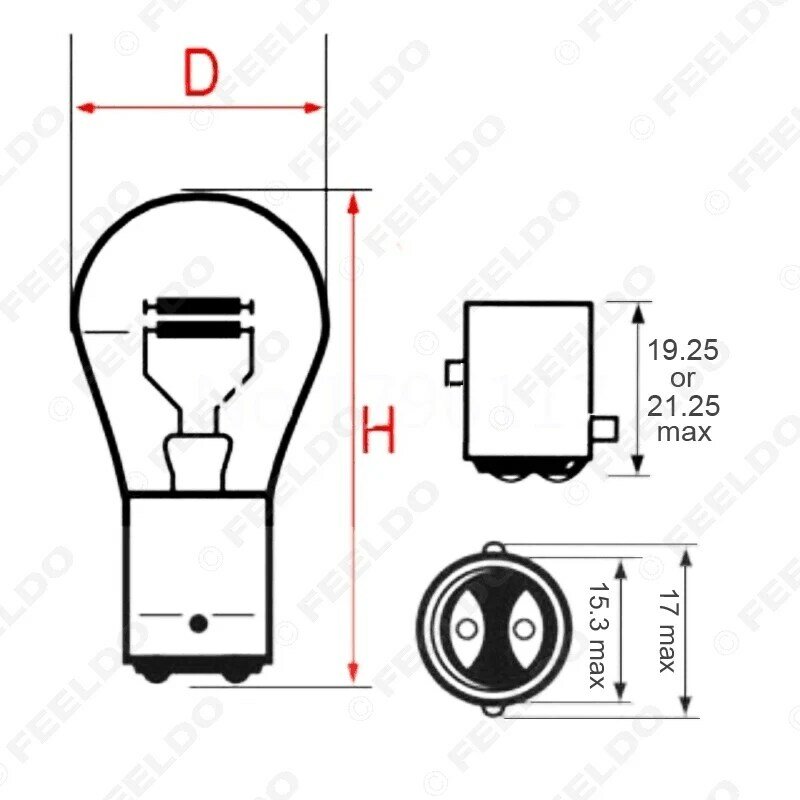 FEELDO 10pcs BAY15D 1157 P21/5W S25 12V Car Clear Glass Lamp Brake Tail Bulb Car Indicator Halogen Lamp #MX2721