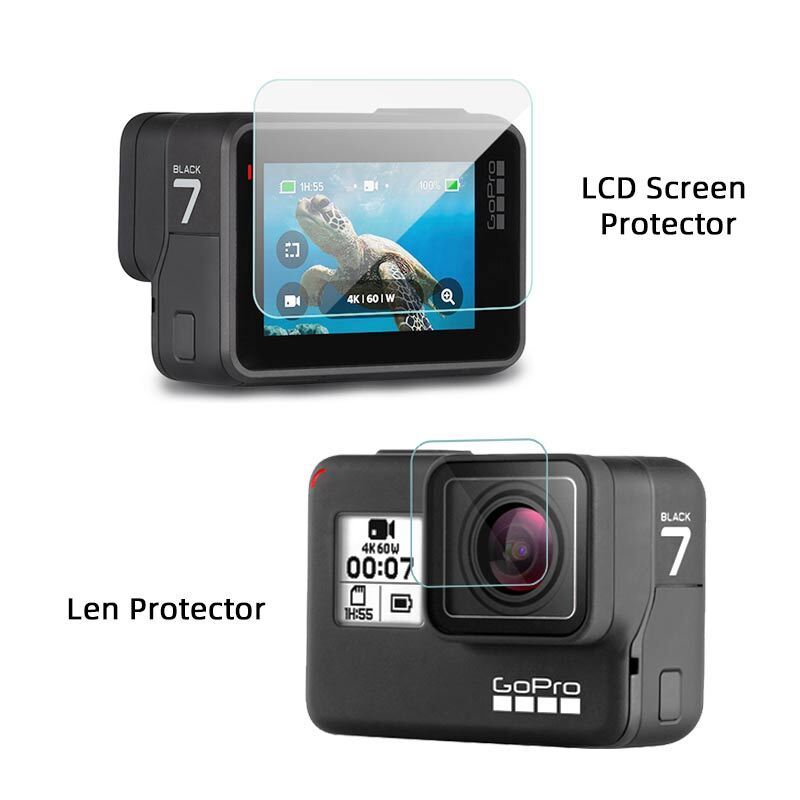 MountDog verre trempé pour GoPro Hero 7 noir 5 6 accessoires protection d'écran avec couvercle d'objectif pour accessoires Go Pro