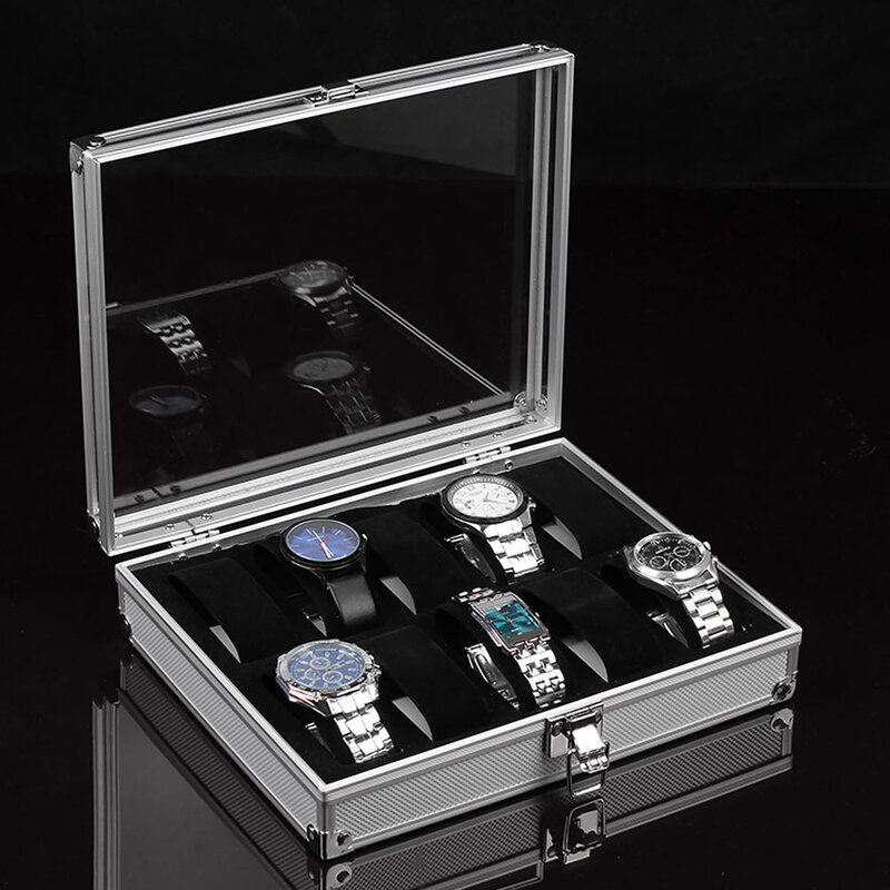 통관 판매 시계 디스플레이 케이스 알루미늄 합금 손목 12 그리드 주최자 잠금 스토리지