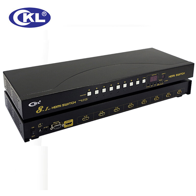 Interruptor HDMI automático CKL, 8 puertos en 1, Control remoto IR, RS232, 3D, 1080P, EDID, detección automática, montaje en pared, CKL-81H, 5 unids/lote
