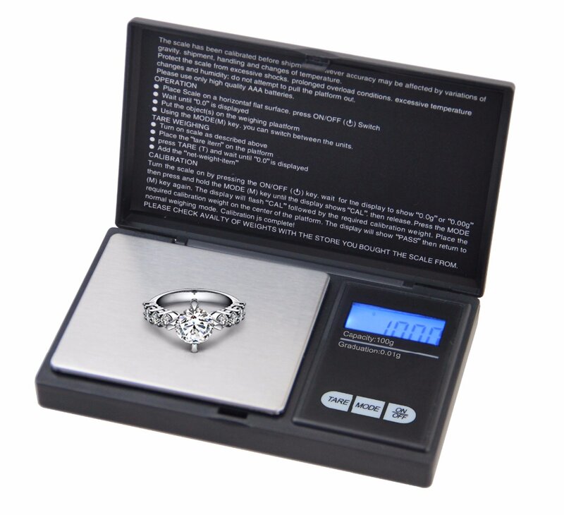Precision Digital Scales 100g x 0.01g Reloading Powder Grain Jewelry Carat Black With Three Weighing Modes