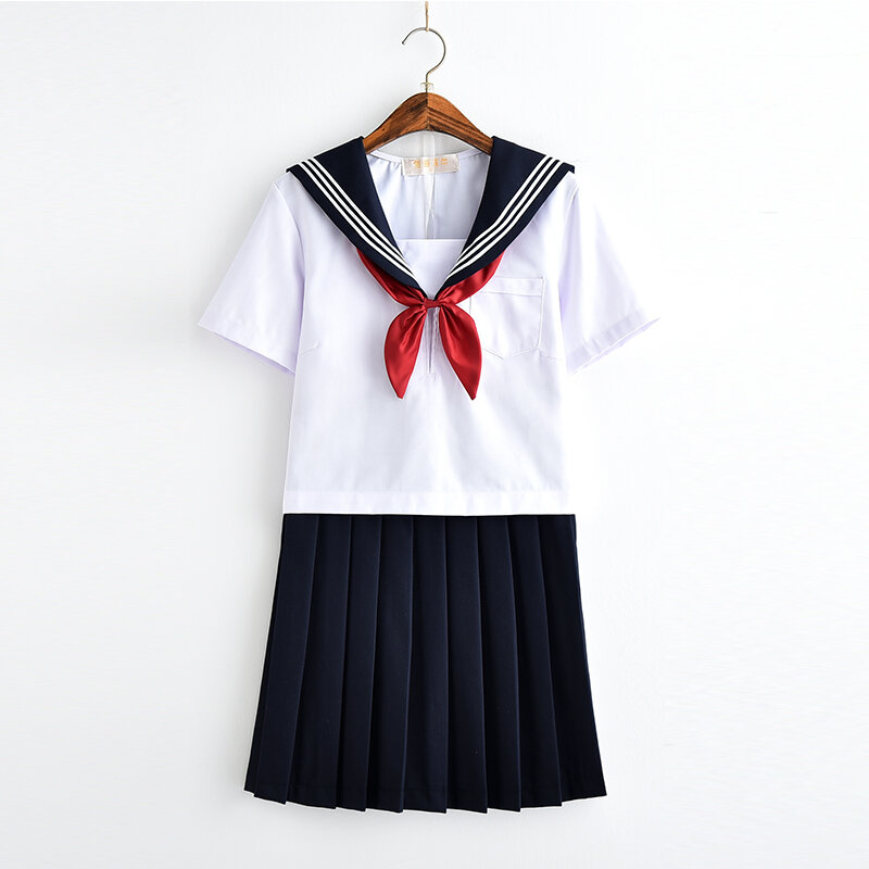 New Sales Japanese School Uniform 2021 White Girls Class Navy Sailor Uniforms Students Clothes Anime Cosplay Sailor Suits