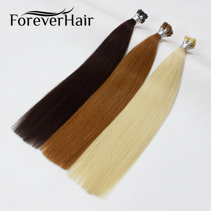 FOREVER HAIR-extensiones de cabello humano Natural, 0,8 g/h, 14 ", 100% Remy, Punta europea, fusión de queratina, 50 Uds./pac