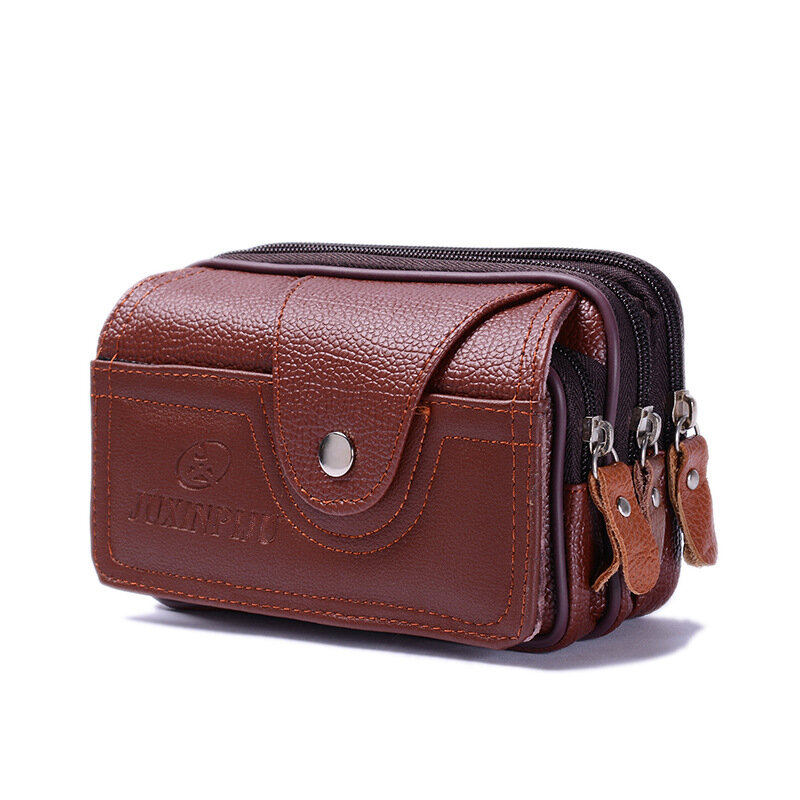 Customized Bag 2024 New PU Leather Vintage Waist Pack Multi-function Phone Coin Waist Bag Wearable Belt Outdoor Wallet Men Women
