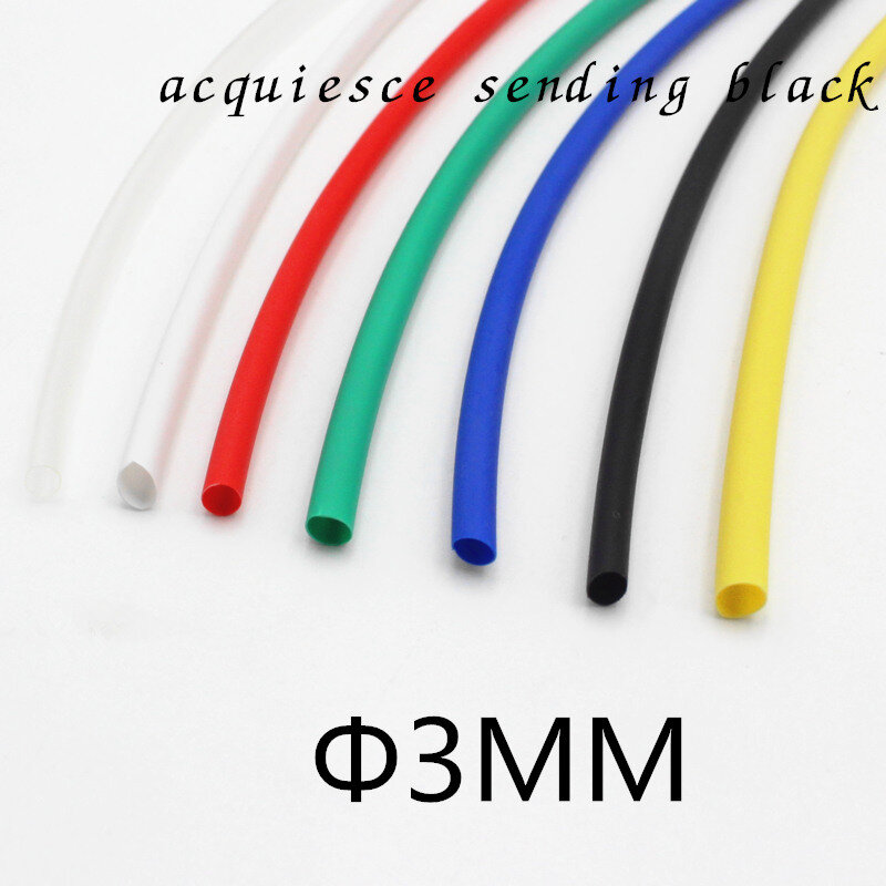 (1Meter/lot)3MM Inner Diameter Black Heat Shrinkable Tube / Heat Shrink Tubing Insulation Cable Sleeves