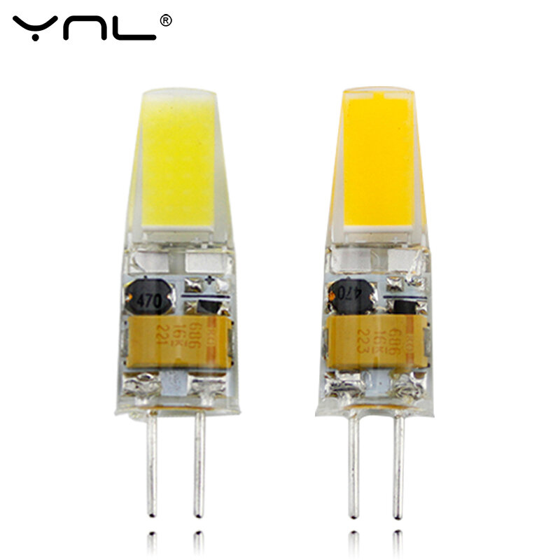 YNL lampu sorot lampu LED G4, 5 buah lampu LED AC DC 12V Mini lampu LED 1505 CIP COB 360 sudut sorot lampu pengganti lampu Halogen G4