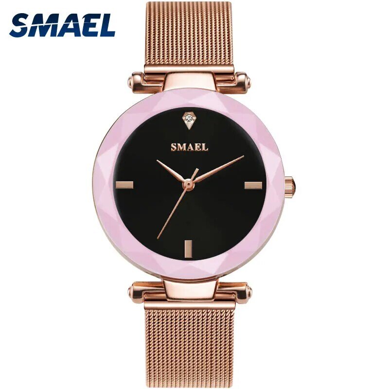 SMAEL Quartz Watches Women Fashion Casual Crystal Stones Quartz Watches Ladies clock 1898 Woman Watches Waterproof Luxury Brand