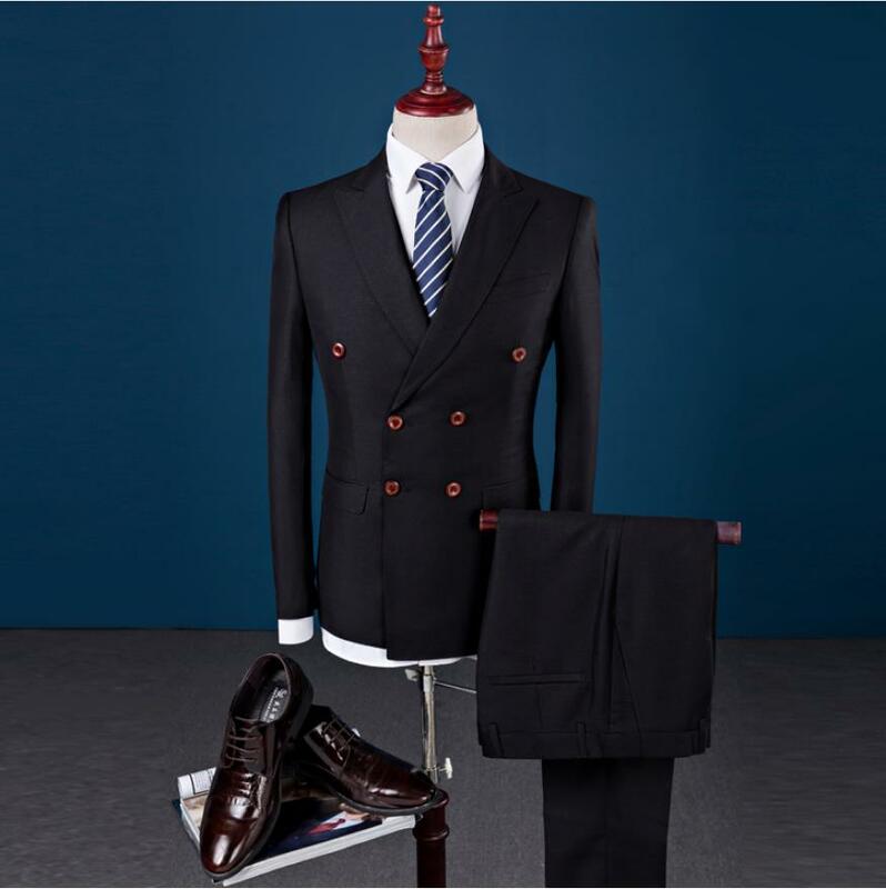2019 Terno Slim Suit Kasual Blazer untuk Pria Pesta Bisnis Kualitas Baik Cocok untuk Pria (Jaket + rompi + Celana) trajes De