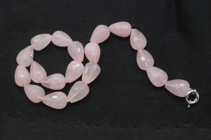 Ожерелье из розового кварца с гранеными каплями, 15*20 мм, опт, бисер, 17 дюймов, подарок FPPJ