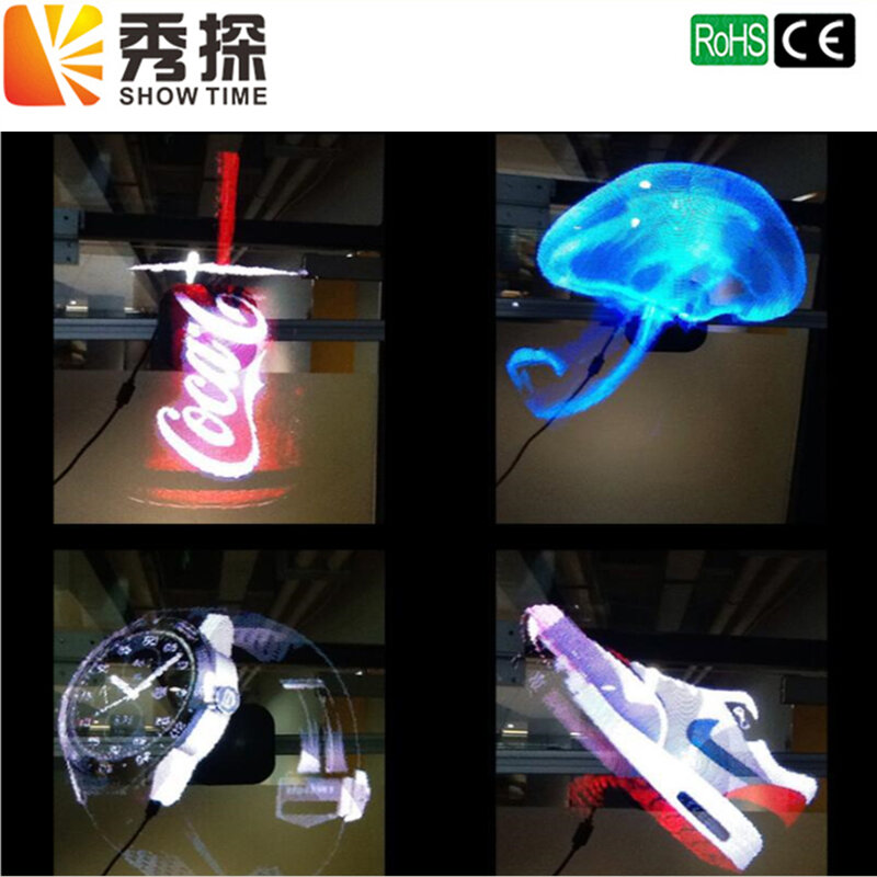 Proyector holográfico LED Universal Showtime, reproductor de holograma portátil, ventilador de exhibición holográfica 3D, proyector de holograma único