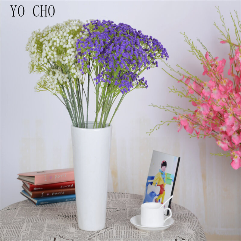 Yo cho-花嫁介添人用の造花ブーケ,白,紫,日曜大工用,センターテーブル用