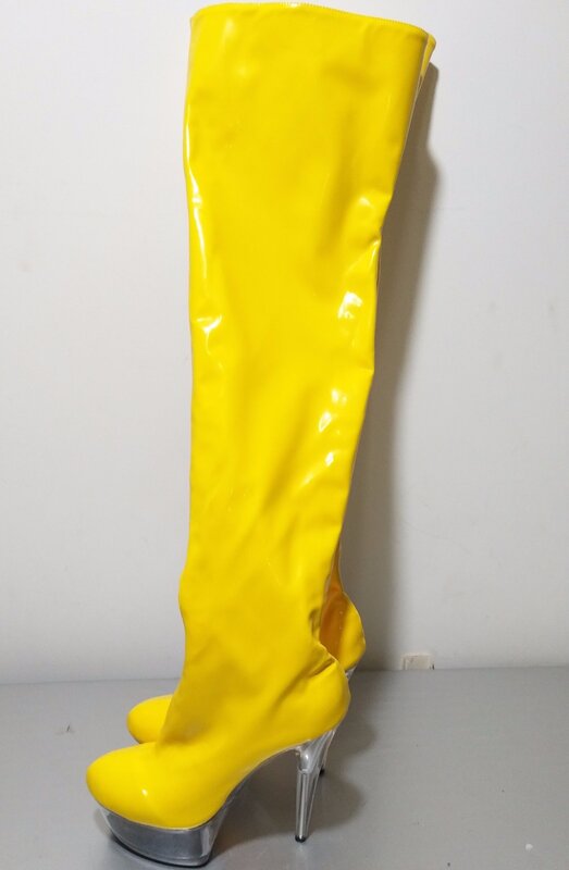 Сексуальная прозрачная подошва 15 см, сапоги, модельная обувь для прогулок, модные благородные темпераментные и сапоги до колена