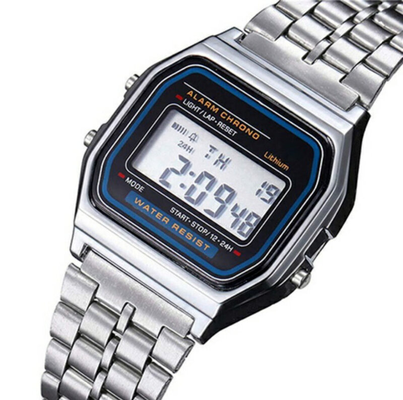 Reloj con alarma Digital de acero inoxidable de lujo, reloj LED para mujer, pulsera masculina de moda, reloj de pulsera, reloj femenino masculino