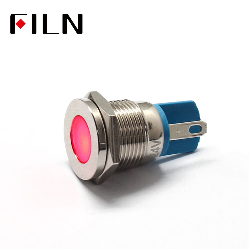 Luz indicadora LED de Metal, lámpara de señal impermeable de 12mm, 12V, rojo, amarillo, verde, blanco, azul, Bombilla de sello piloto