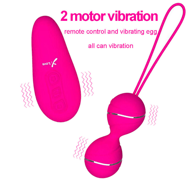 Female Tight Exercise Vaginal Ball Silicone Remote Control Vibrating Eggs Geisha Dual Vibrating Balls Sex Toys for Woman