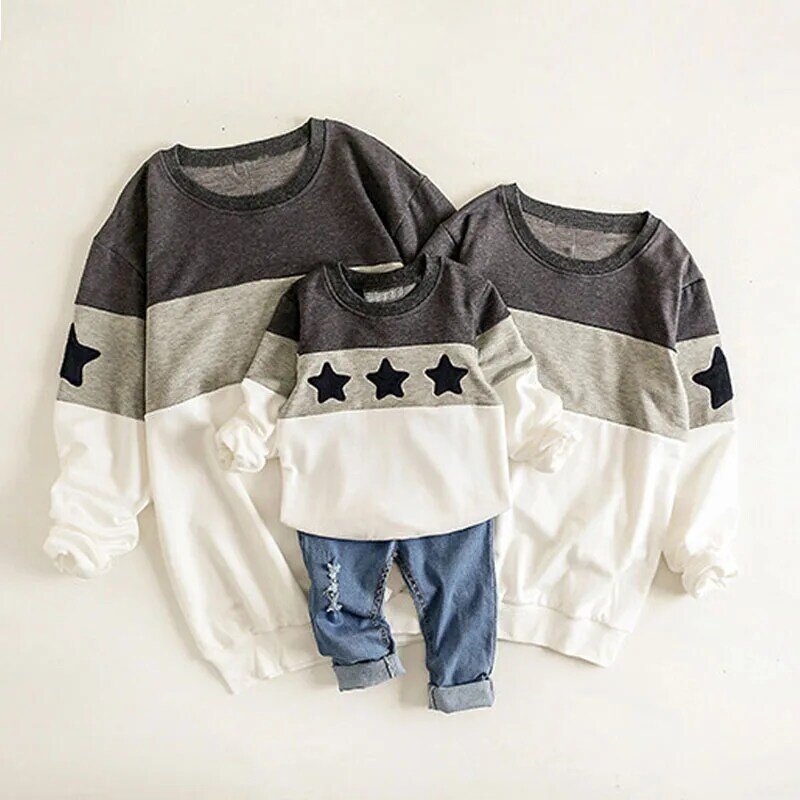 Family Look Mommy and Me Clothes Fashion Mother Father Baby Cotton Family Clothing Embroidery Star Family Matching Outfits