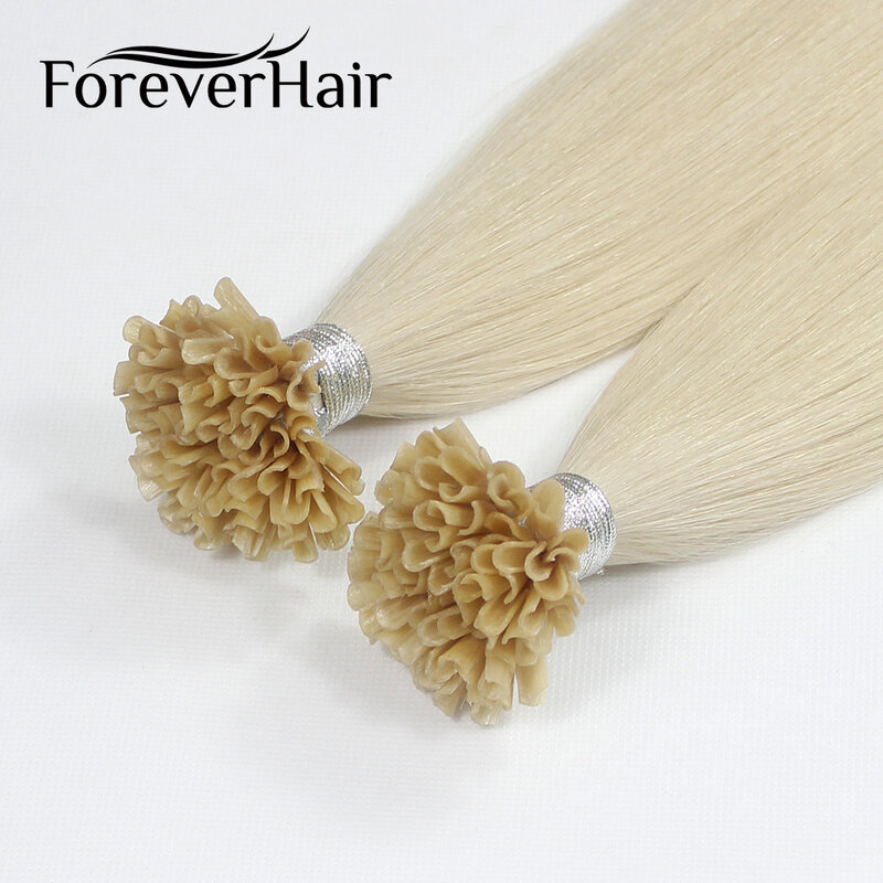 Накладные человеческие волосы FOREVER HAIR 0,8 г/локон, 16 "18" 20 ", с U-образным кончиком, европейские кератиновые, предварительно скрепленные, для наращивания, 50 шт.